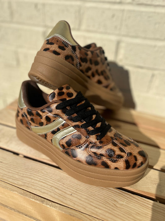 Leopard/Gold Sneakers