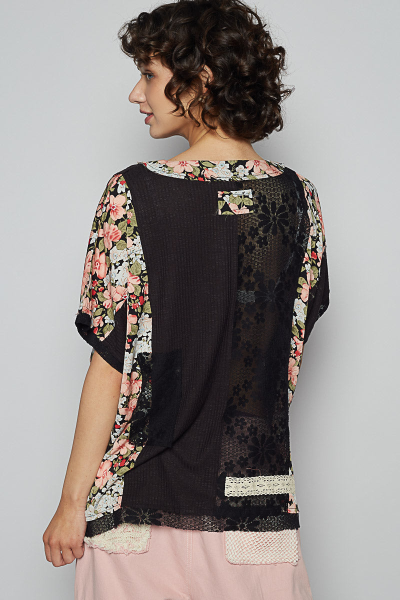 Floral Knit Rib Top