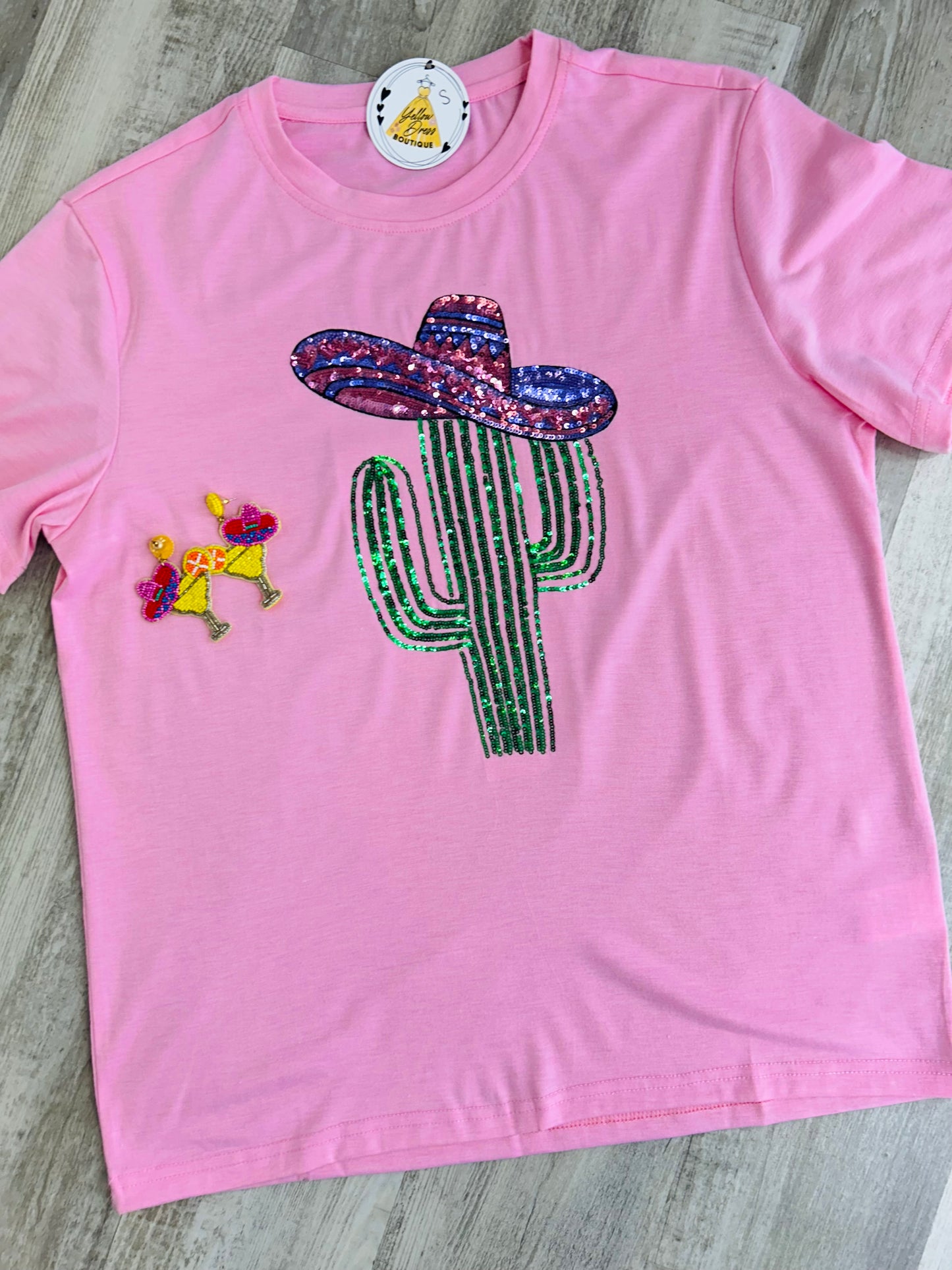 Saguaro Sequin Pink Tee