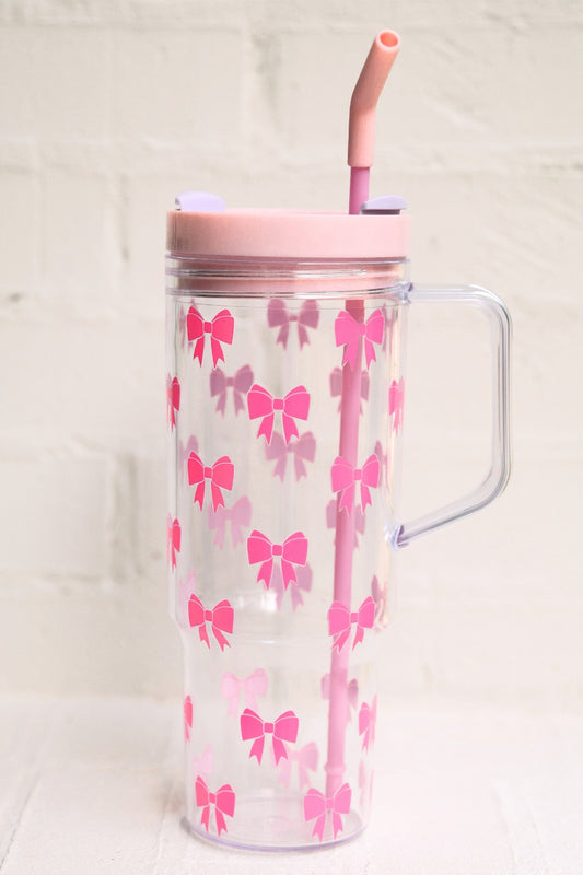 Pink Bow Acrylic Tumbler