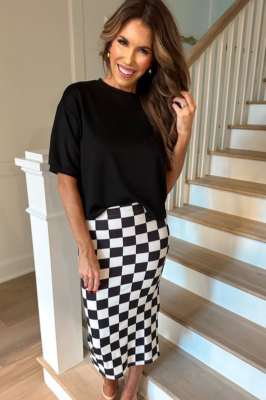Checkered Midi Skirt