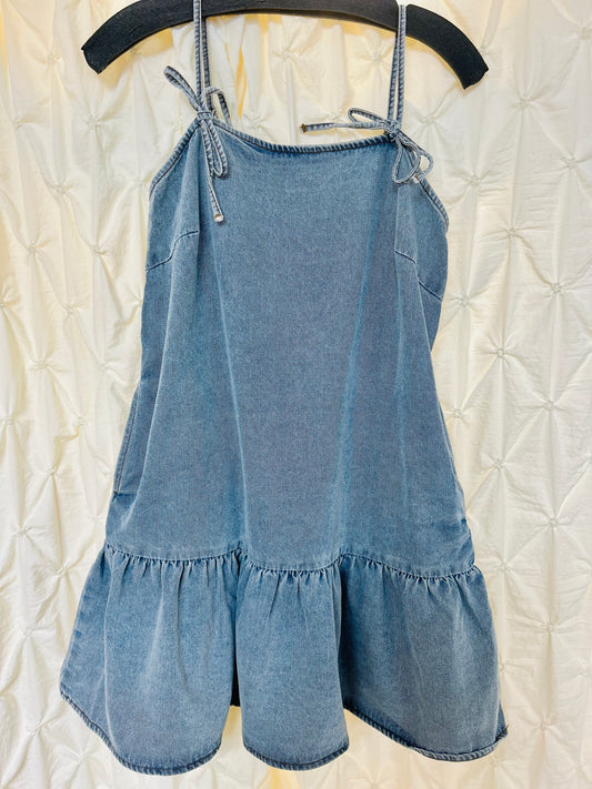Denim Bow Mini Dress