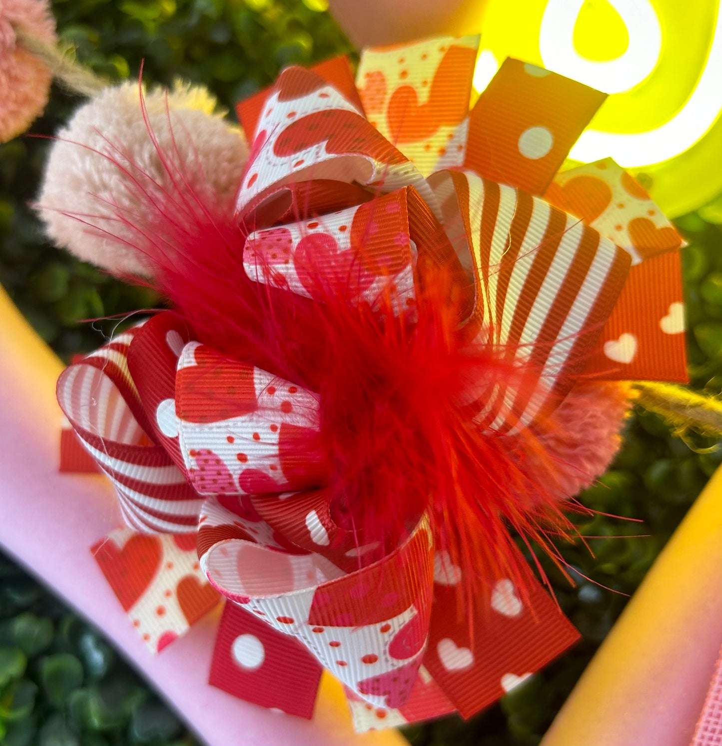 Red & Pink Hearts Bow
