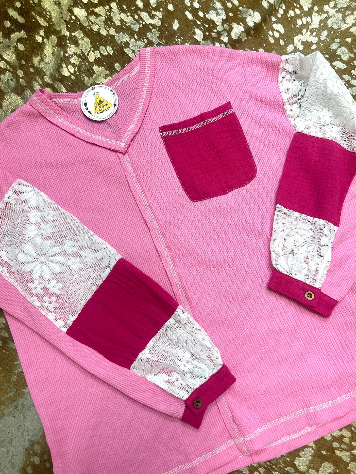 Lace Floral Stitch Knit Blouse