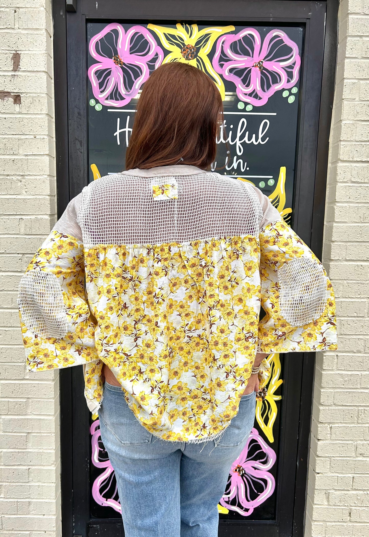 Floral Print Crotchet Detail Top
