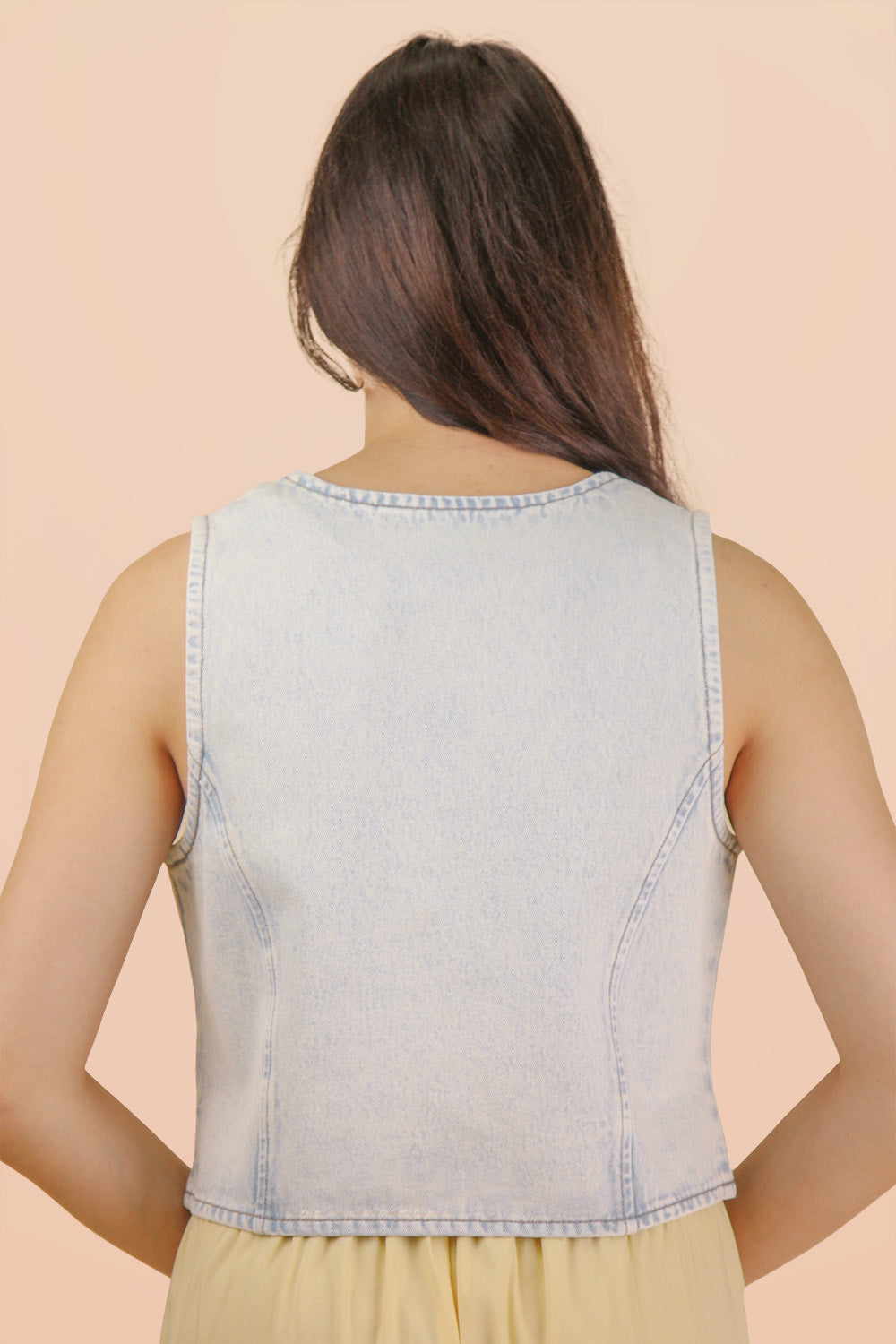 Denim Acid Washed Tie Vest