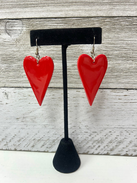 Red Clay Heart Earrings