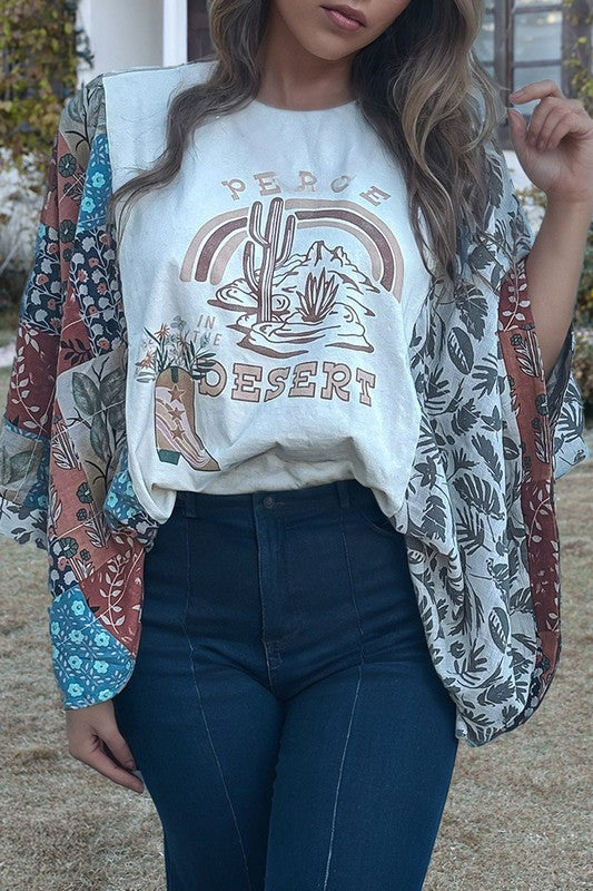 Patchwork Sleeve Desert Top