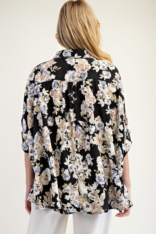 Floral Button Down Loose Top