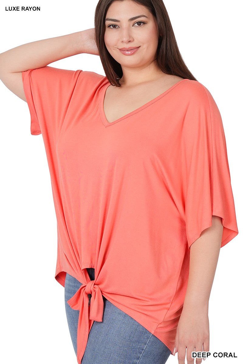 V-Neck Tie Front Top