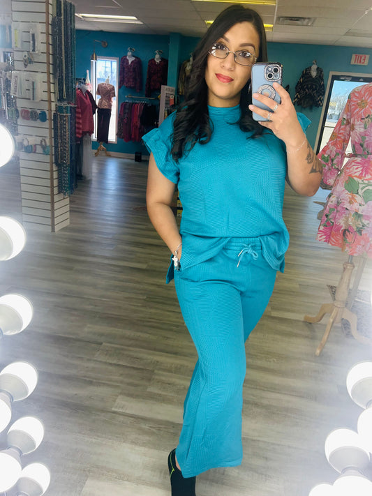 Teal Ruffled Summer Set
