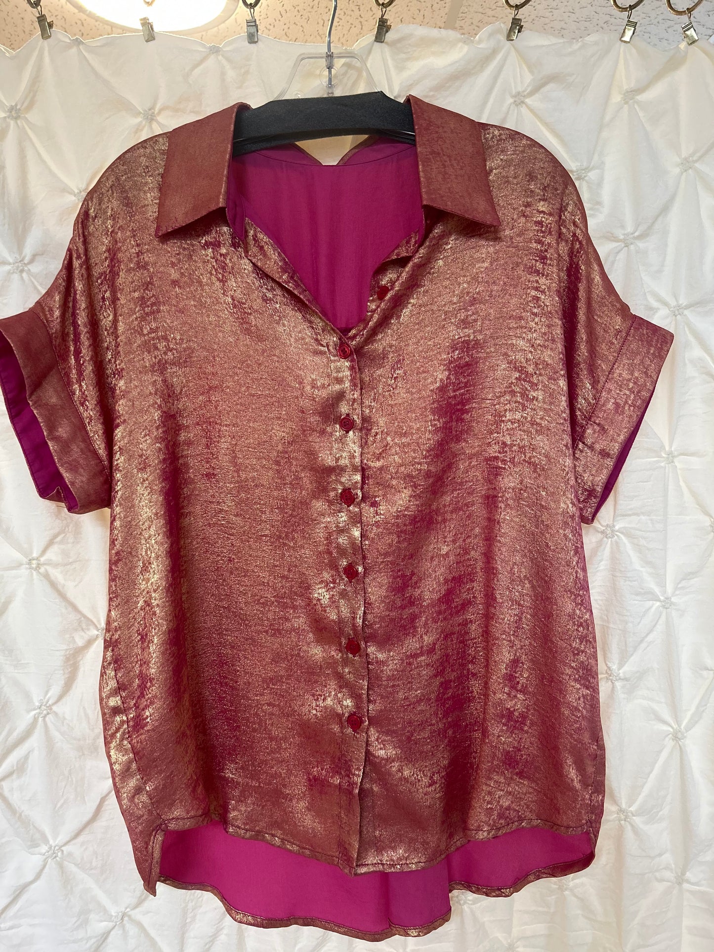 Rose Metallic Sheen Top