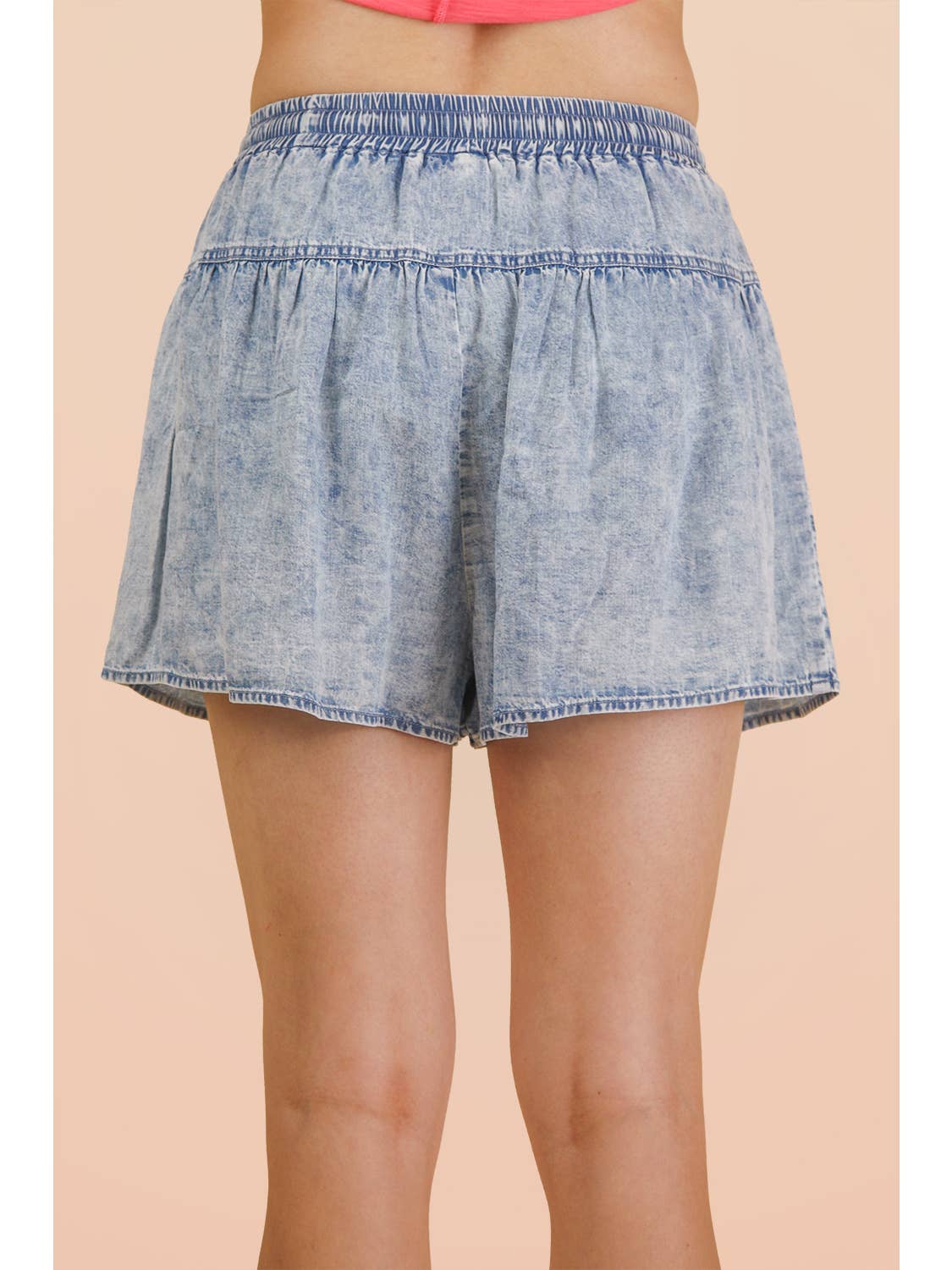Chambray Button Down Flare Shorts