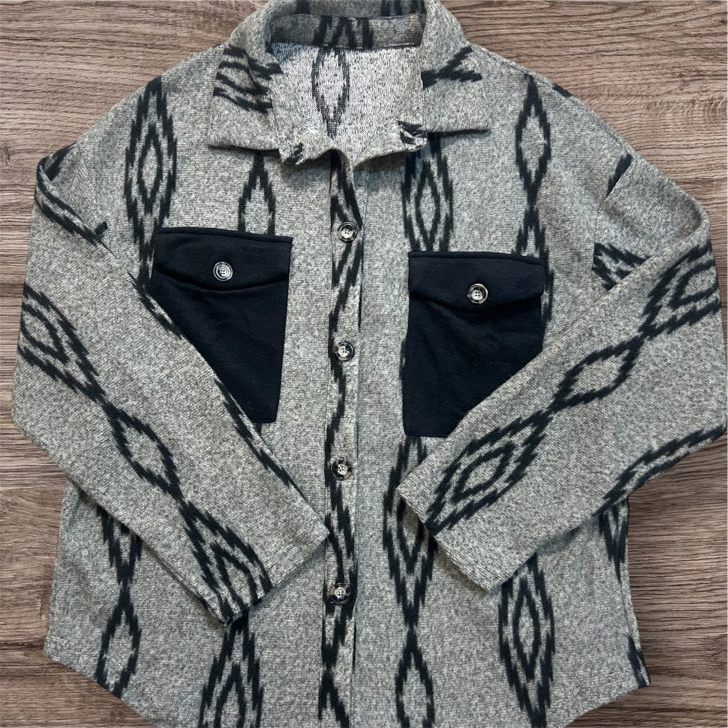 Aztec Contrast Loose Shacket
