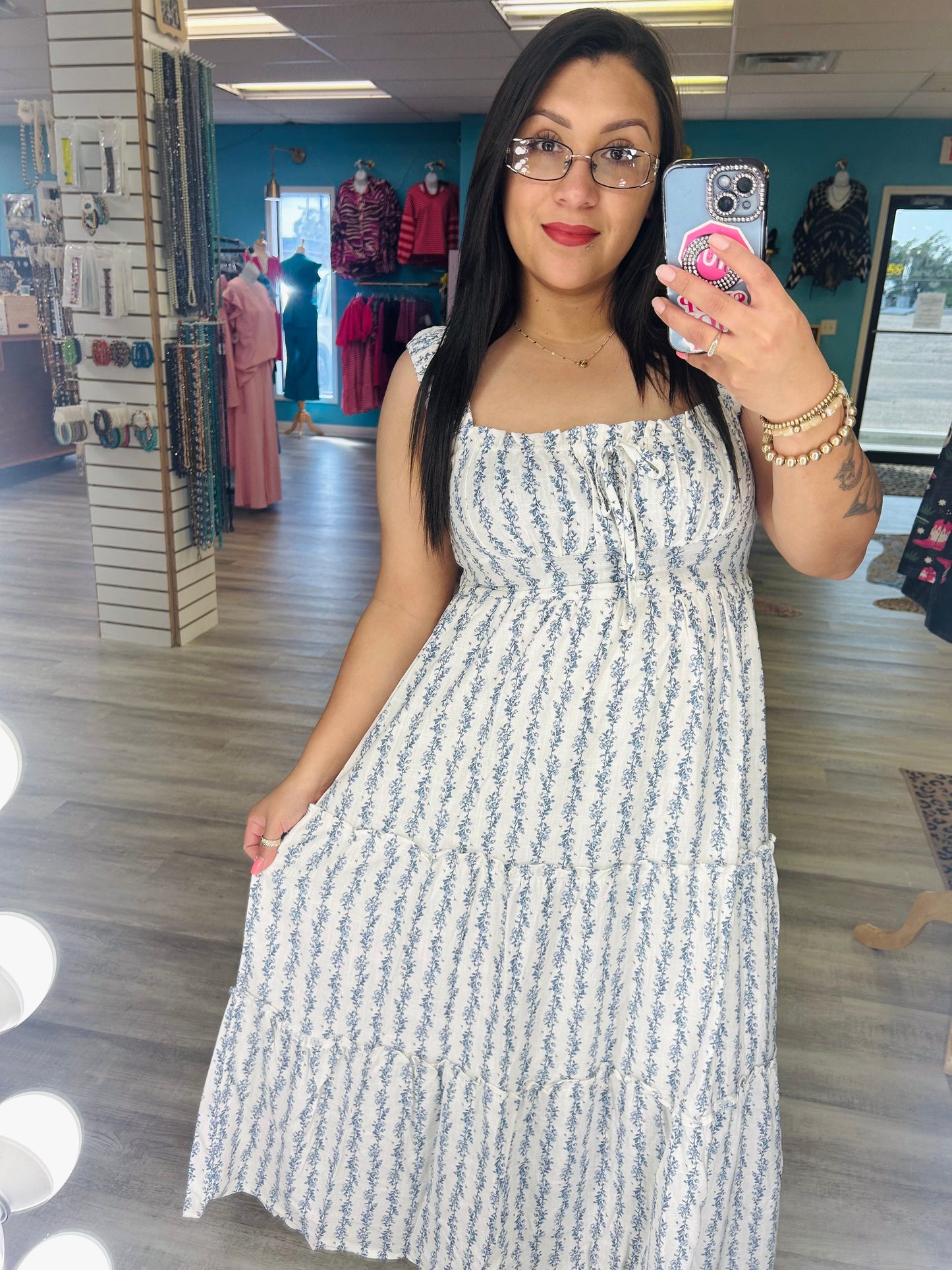 Tiered Floral Midi Dress