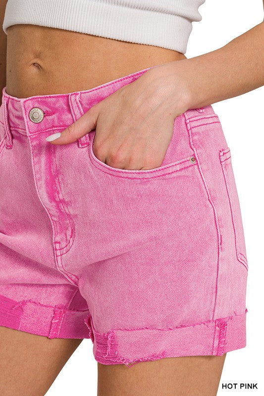 Hot Pink Cuffed Shorts