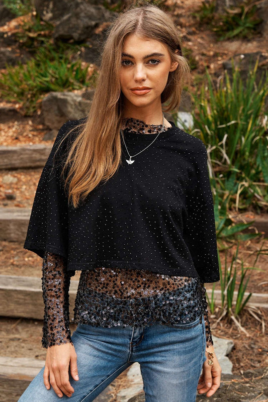 Rhinestones Cropped Top