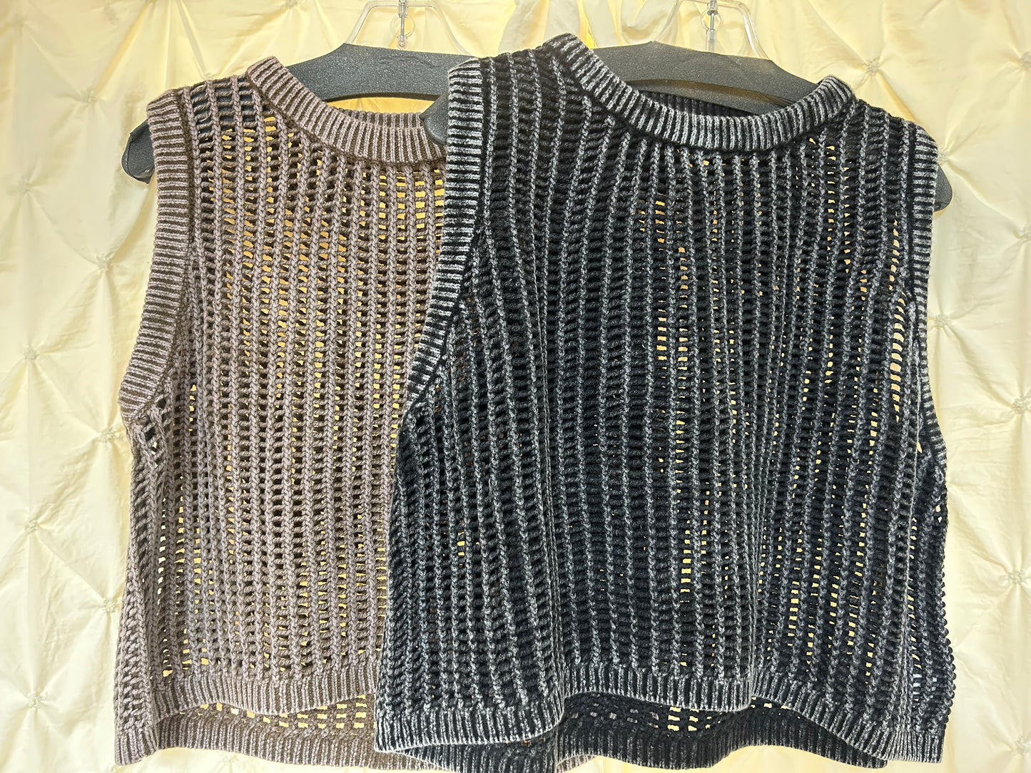 Acid Washed Fishnet Sweater Vest