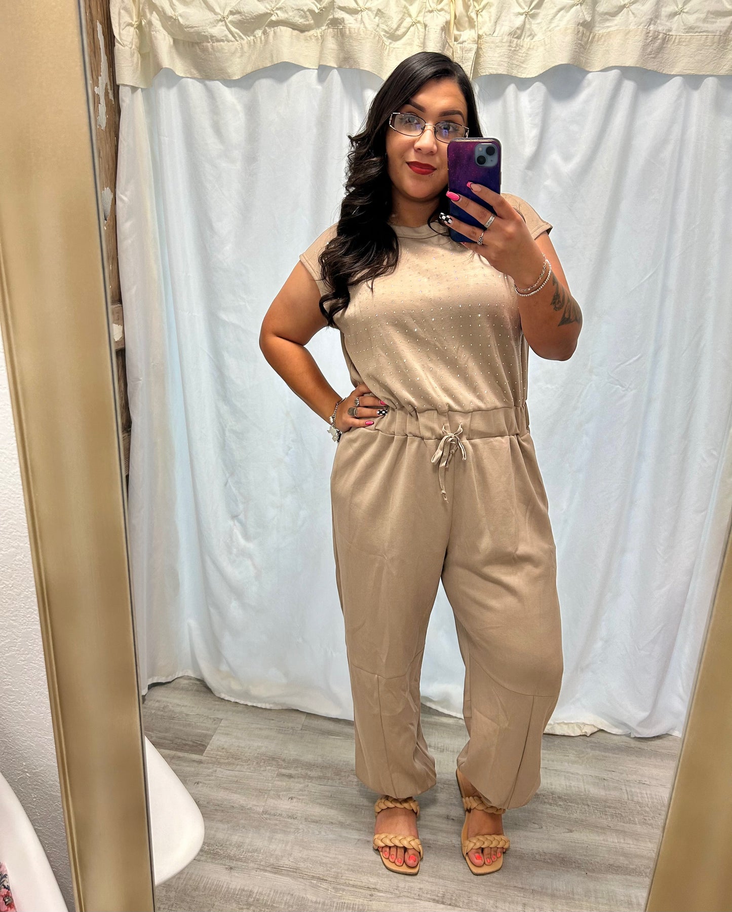 Rhinestone Jogger Jumpsuit