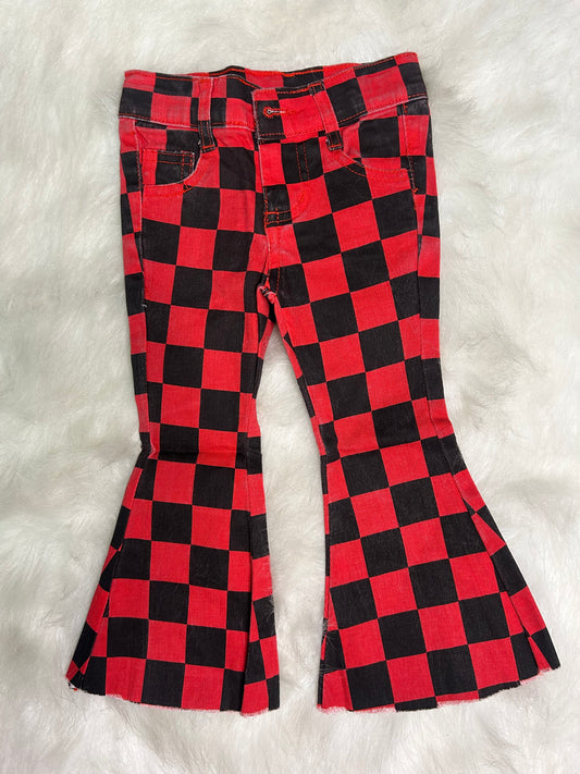 Youth Checker Printed Denim Pants