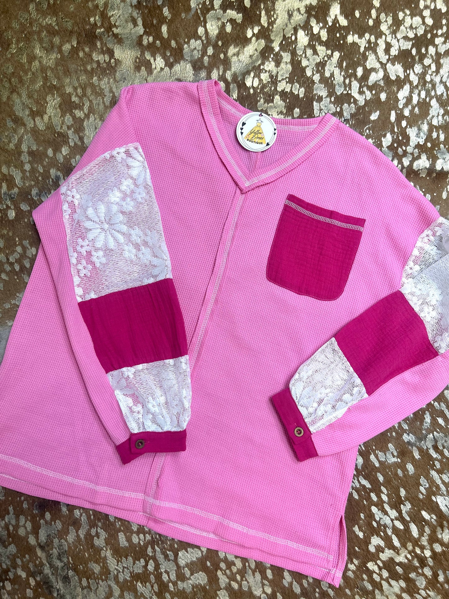Lace Floral Stitch Knit Blouse