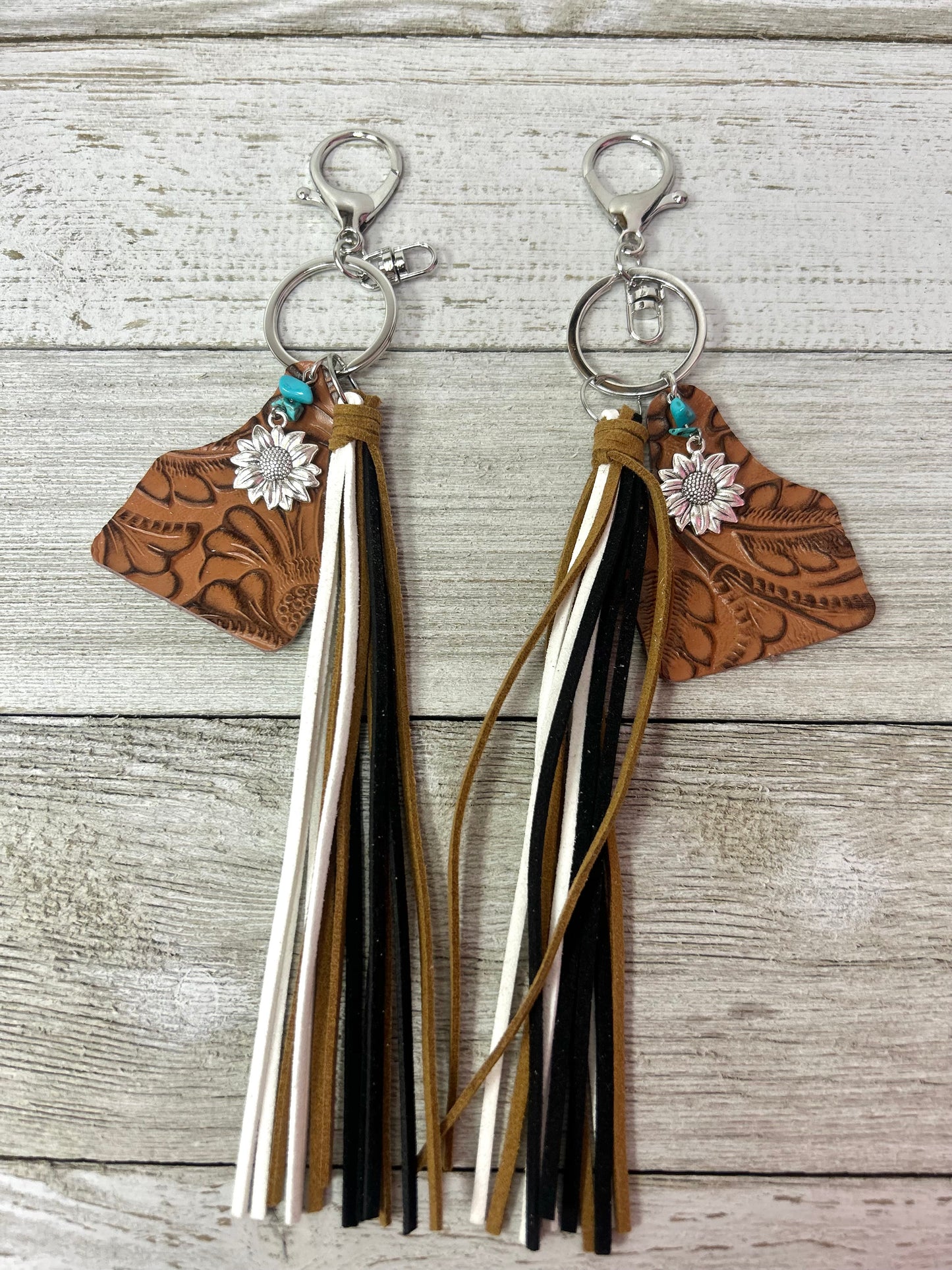 Western Leather Tassel Keychain