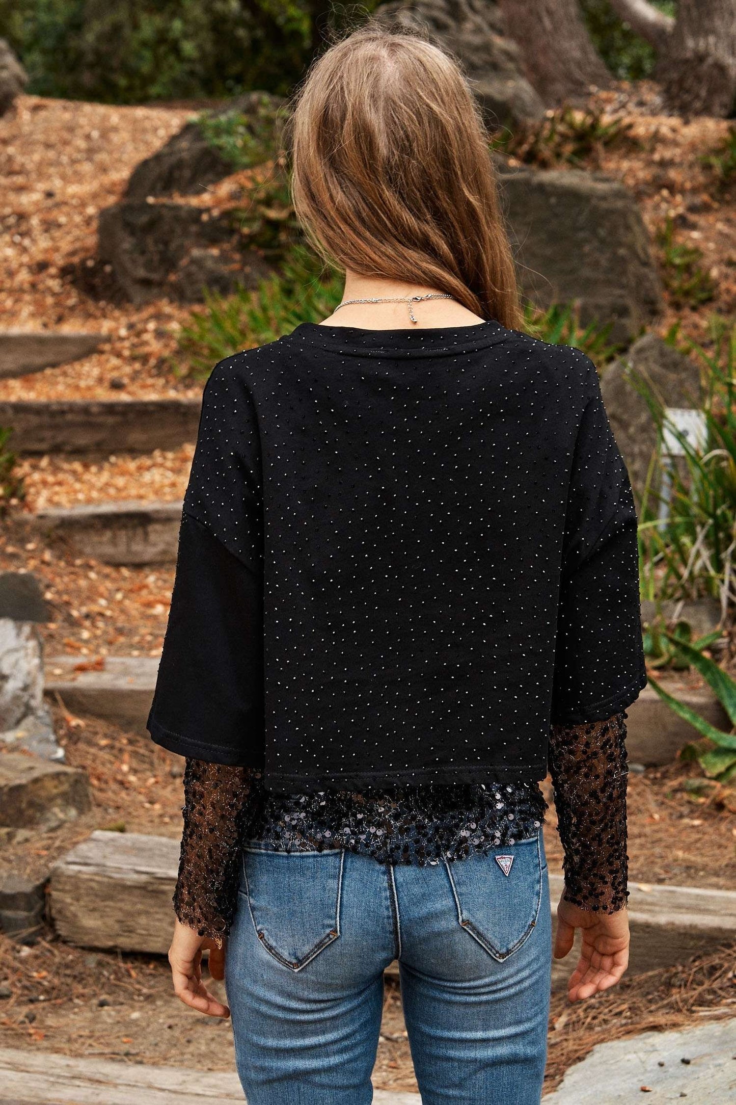 Rhinestones Cropped Top