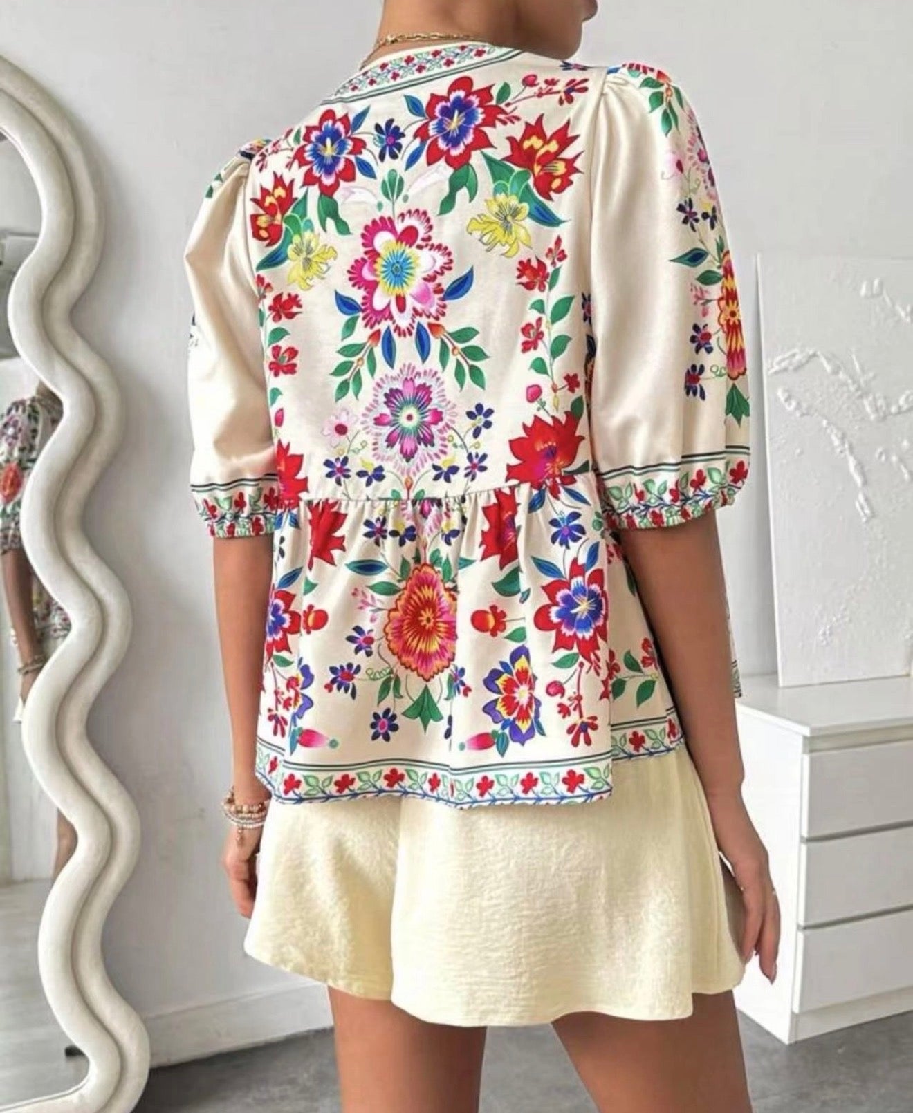 Bohemian Floral Print Cardigan Top