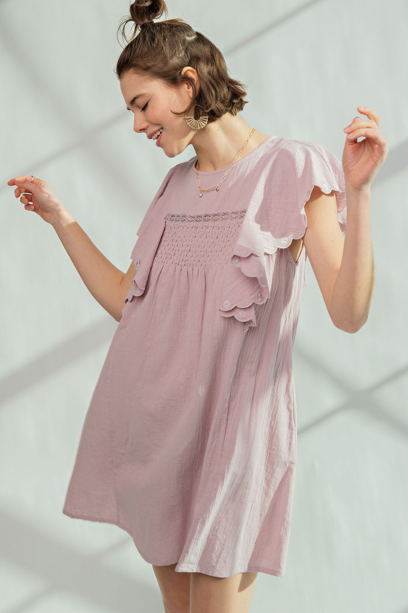 Lilac Butterfly Sleeve Dress