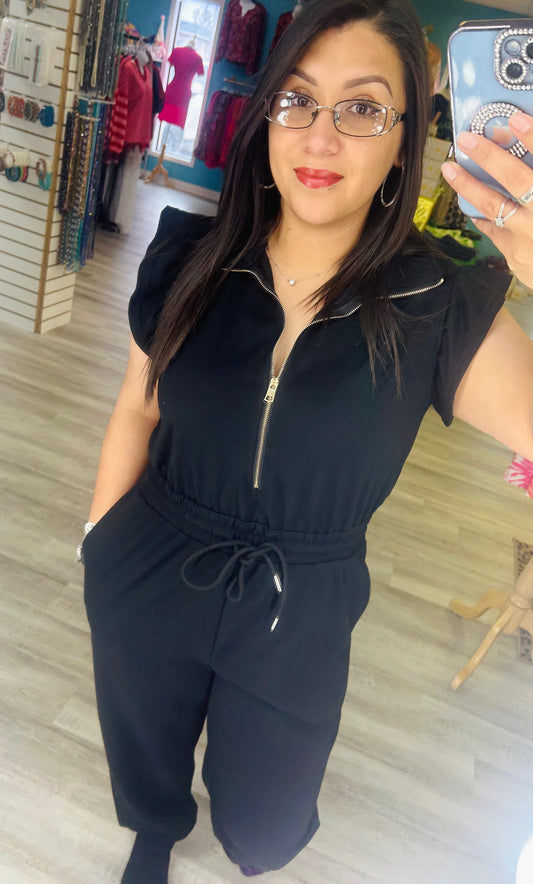 Flutter Sleeve High Waist Jumpsuit