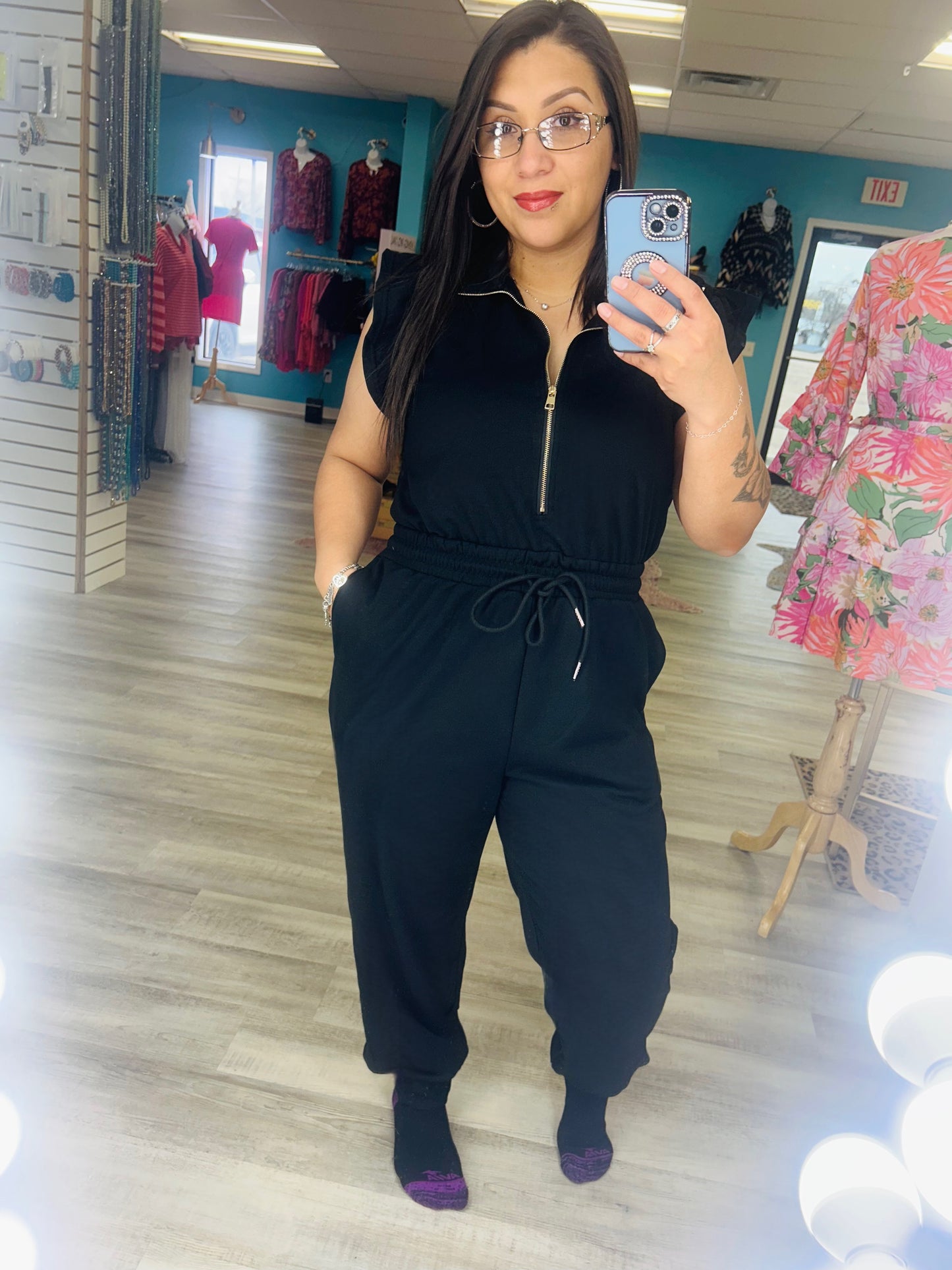 Flutter Sleeve High Waist Jumpsuit