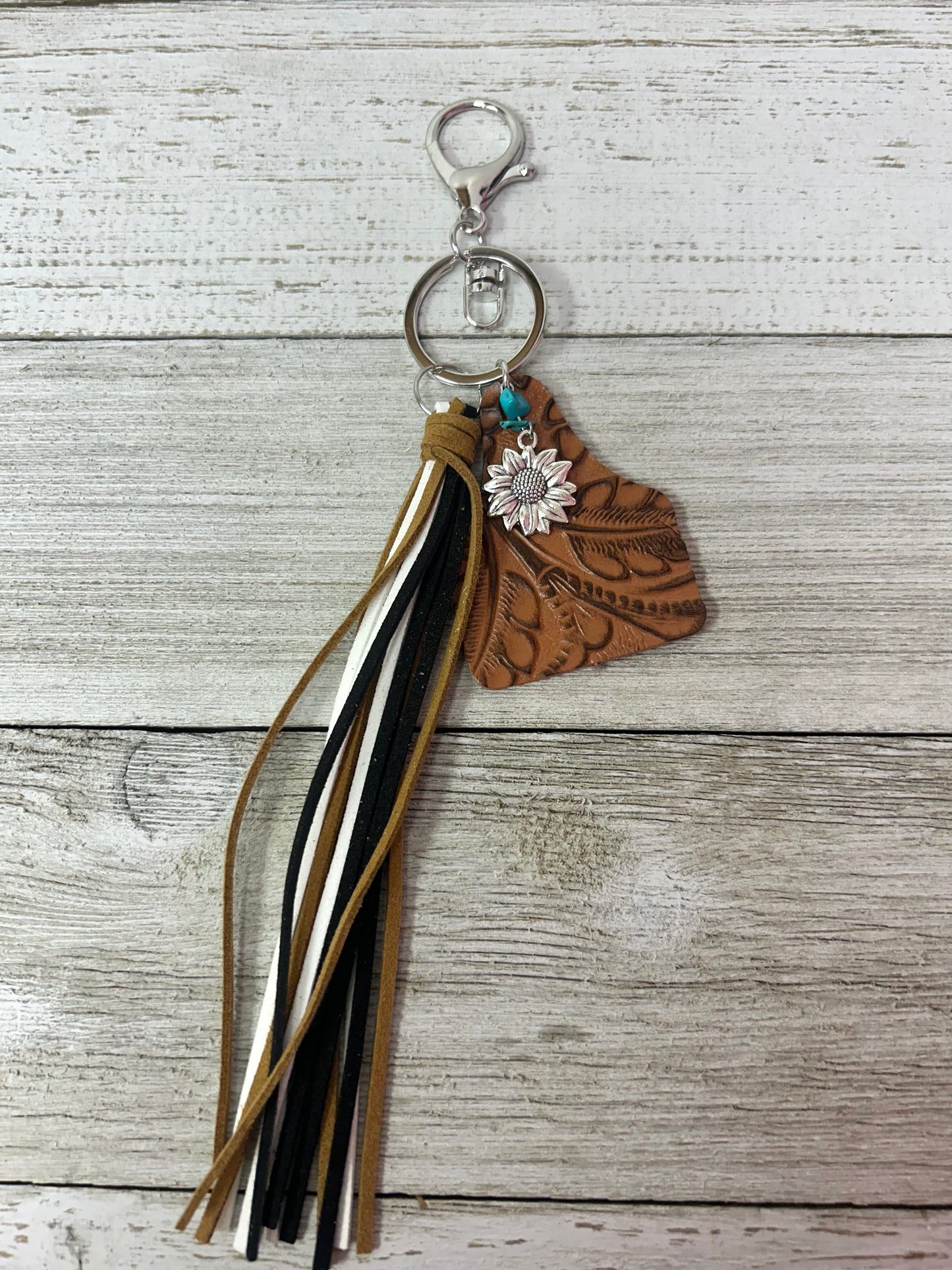 Western Leather Tassel Keychain