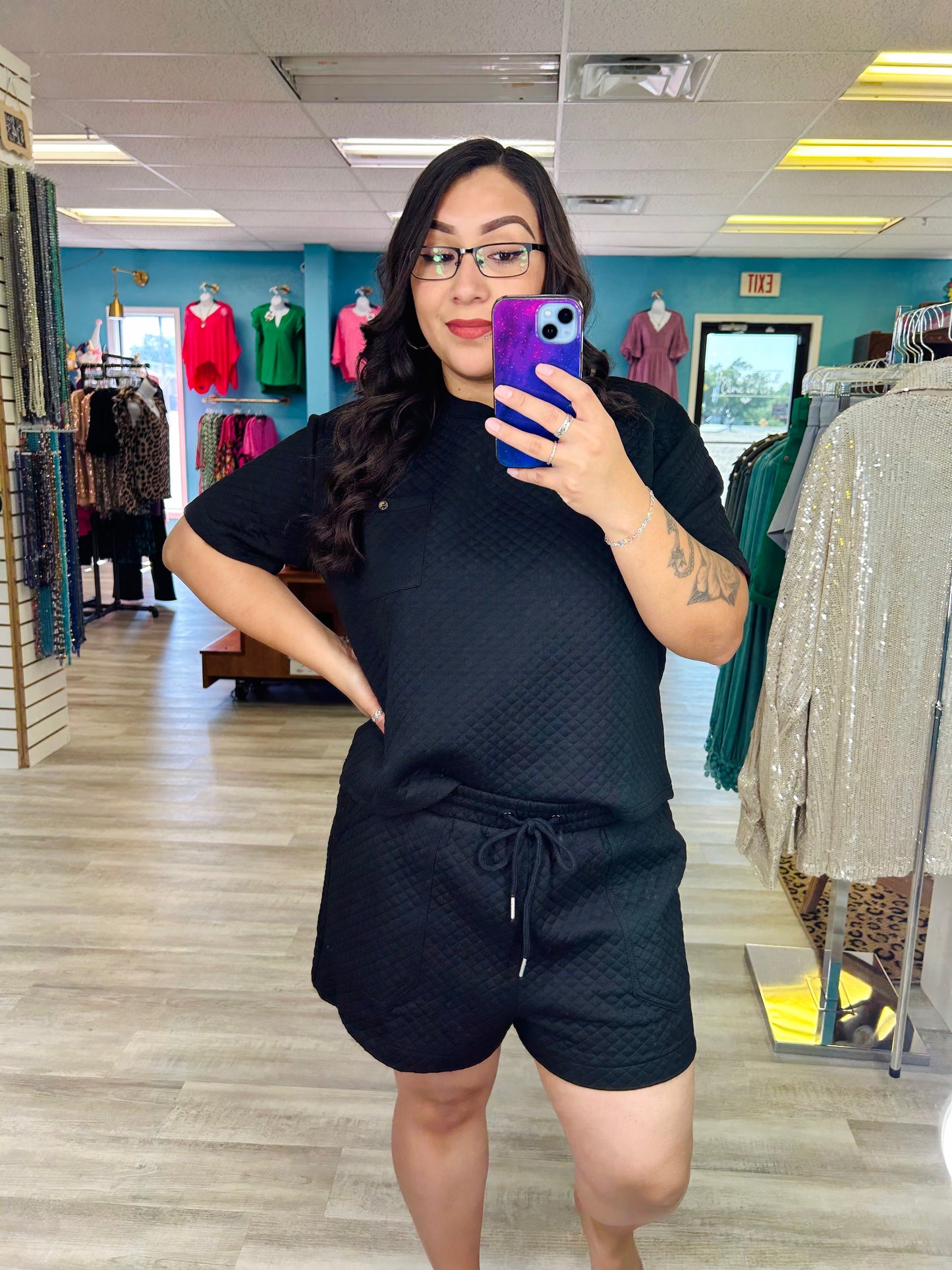 Textured Short Sleeve Top