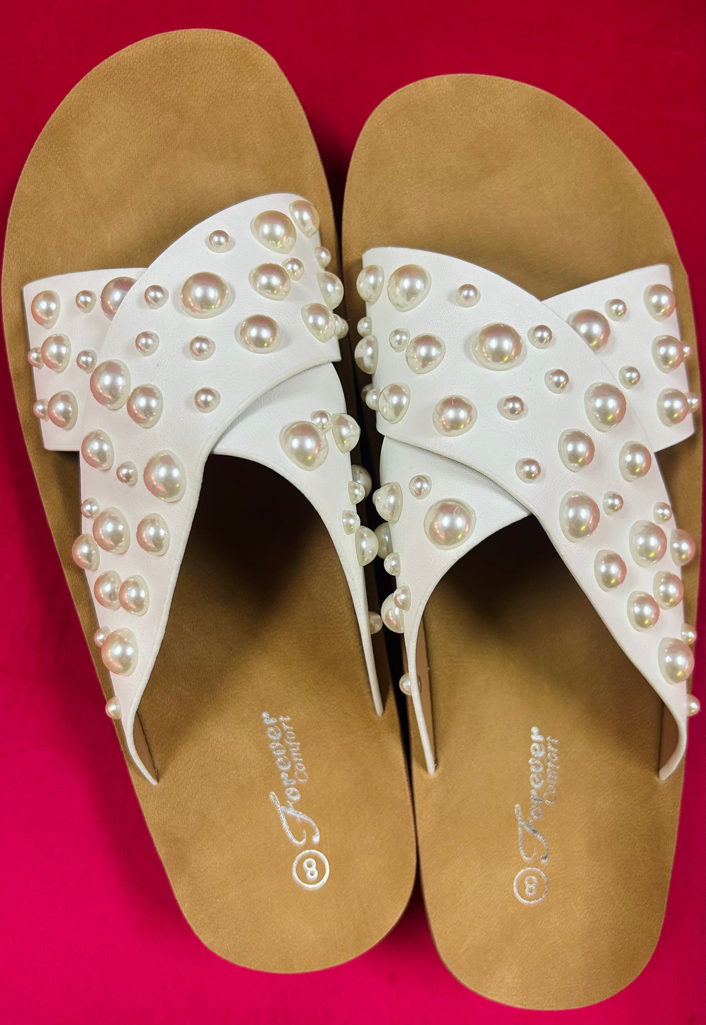 White Pearl Cross Strap Sandal