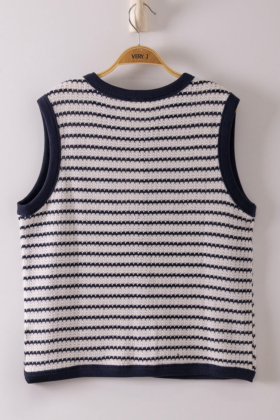 Stripe Knit Button Down Top