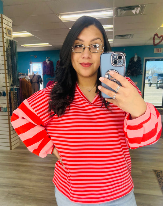Mixed Stripe Knit Long Sleeve