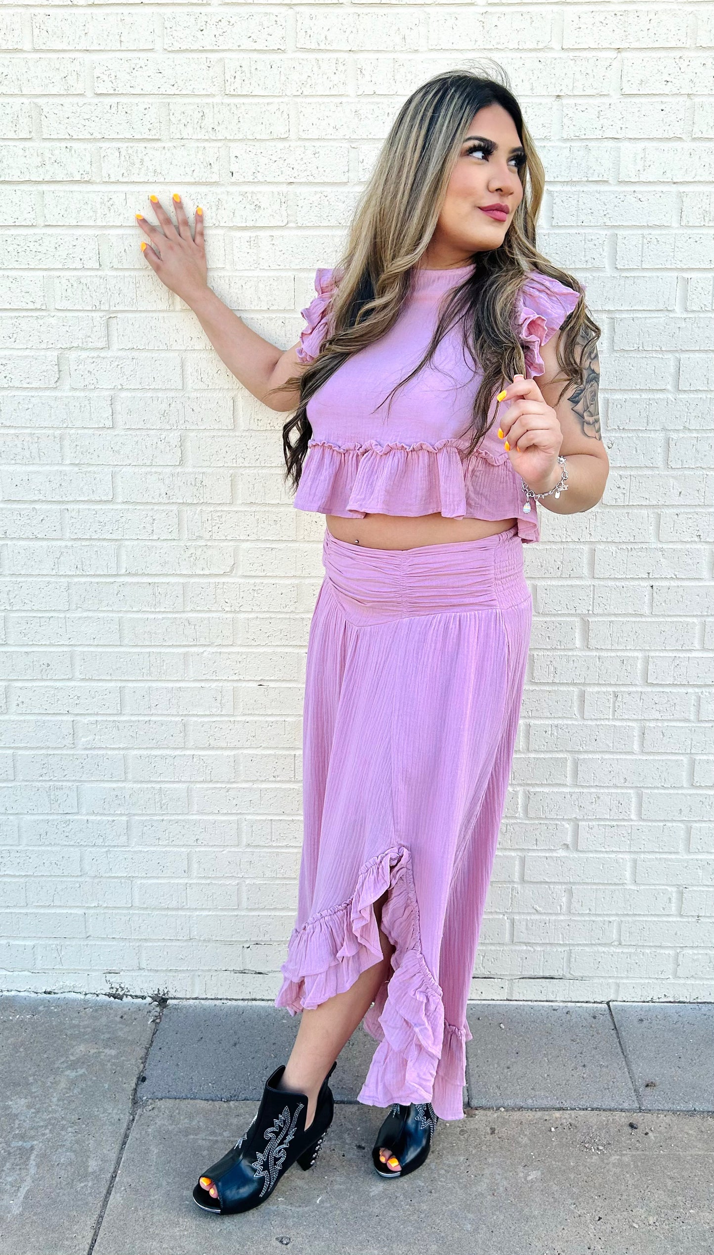 Crop Top Skirt Set