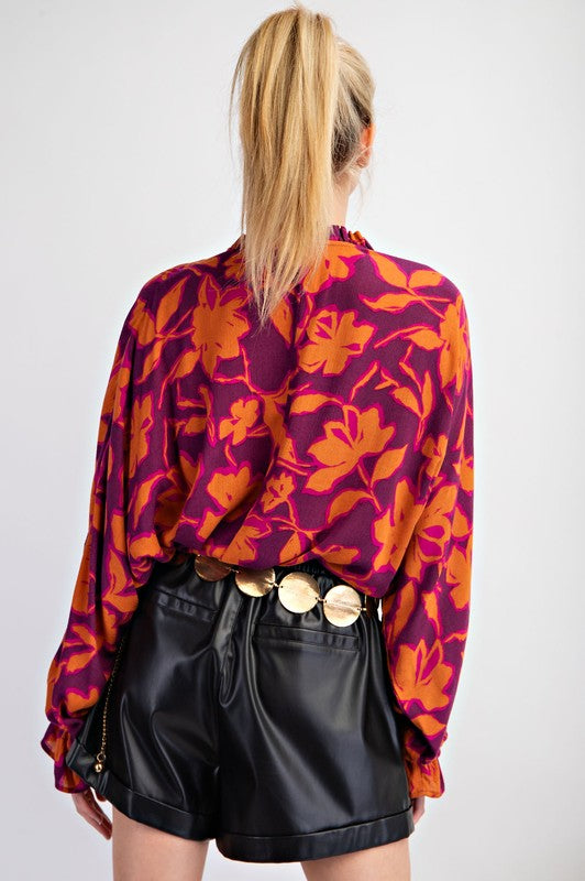 Gauze Ruffle Floral Blouse