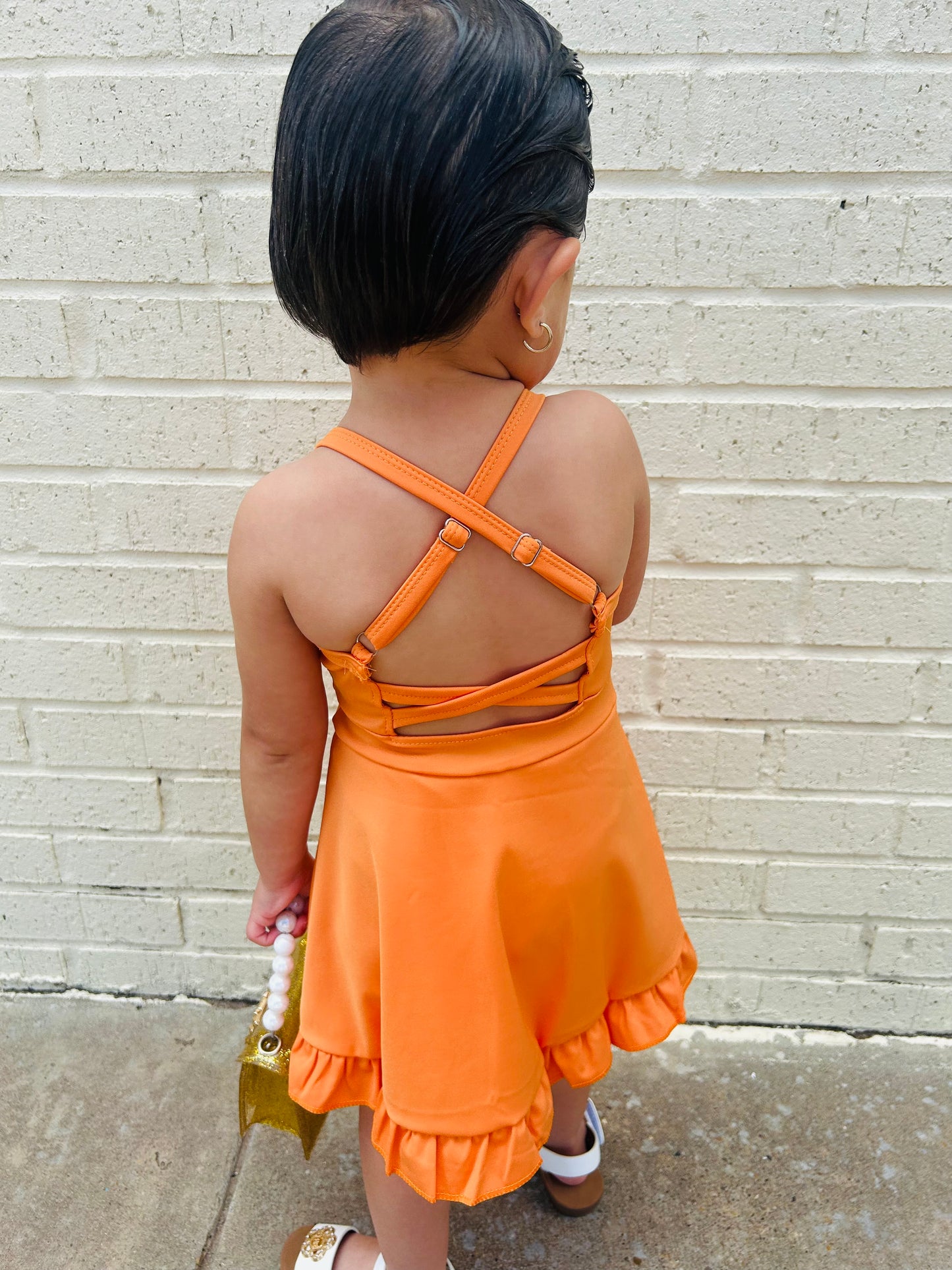 Orange Ruffle Active Wear Dress