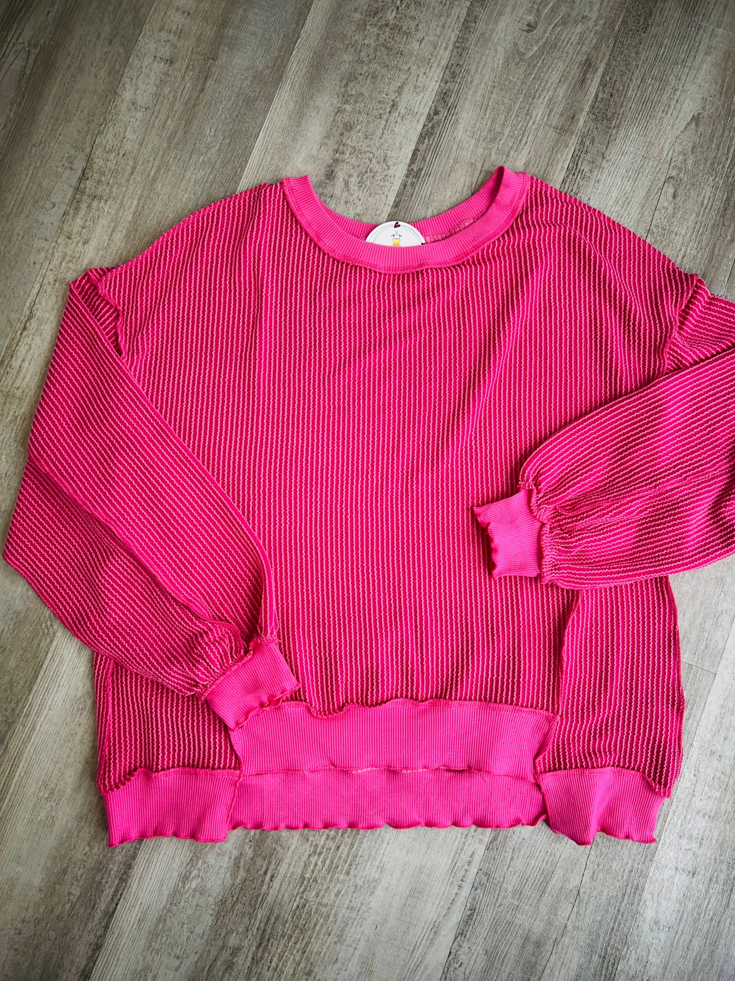 Hot Pink Ribbed Pullover