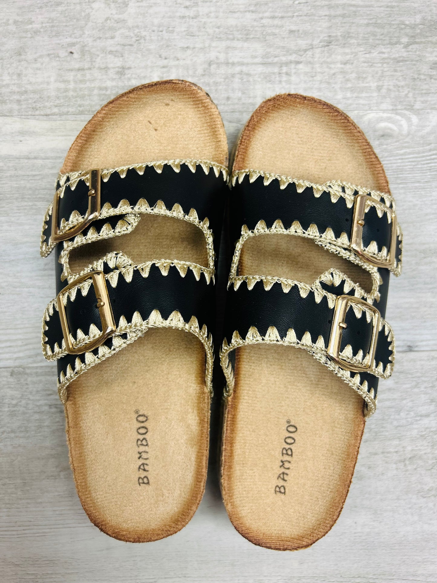 Stitched Edge Double Strap Sandal