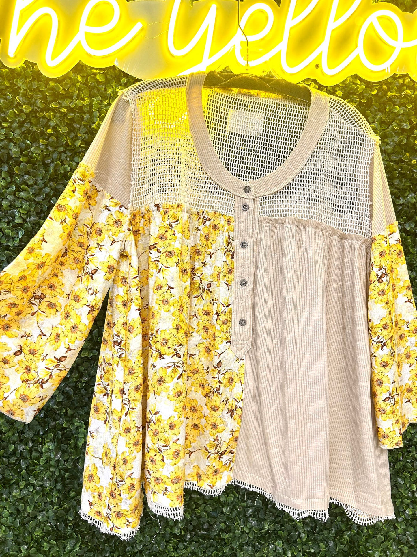 Floral Print Crotchet Detail Top