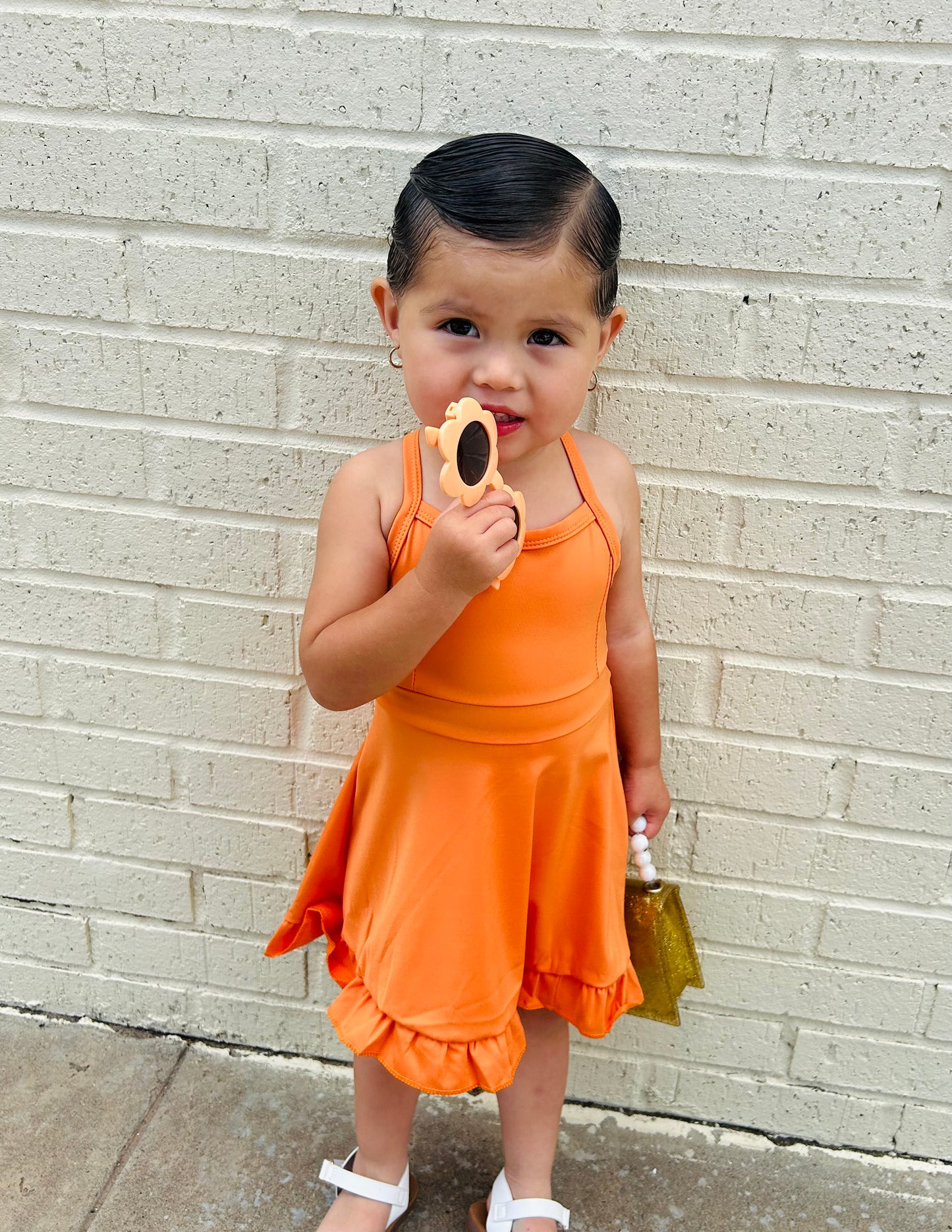 Orange Ruffle Active Wear Dress