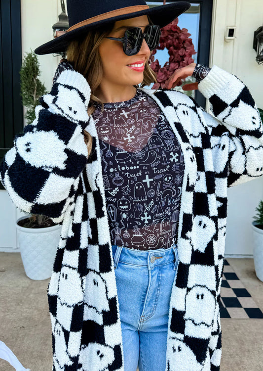 Checker Ghost Cloud Cardigan