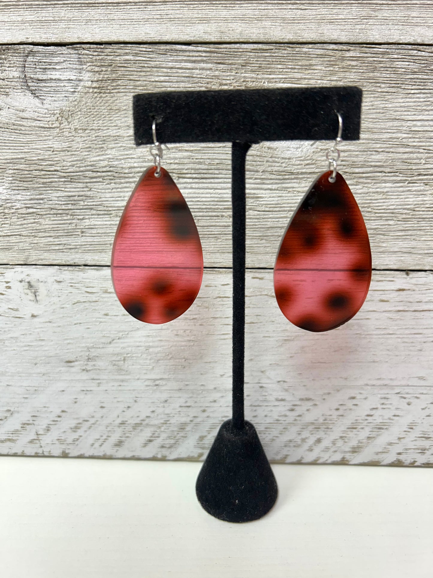 Pink Tortoise Teardrop Earrings