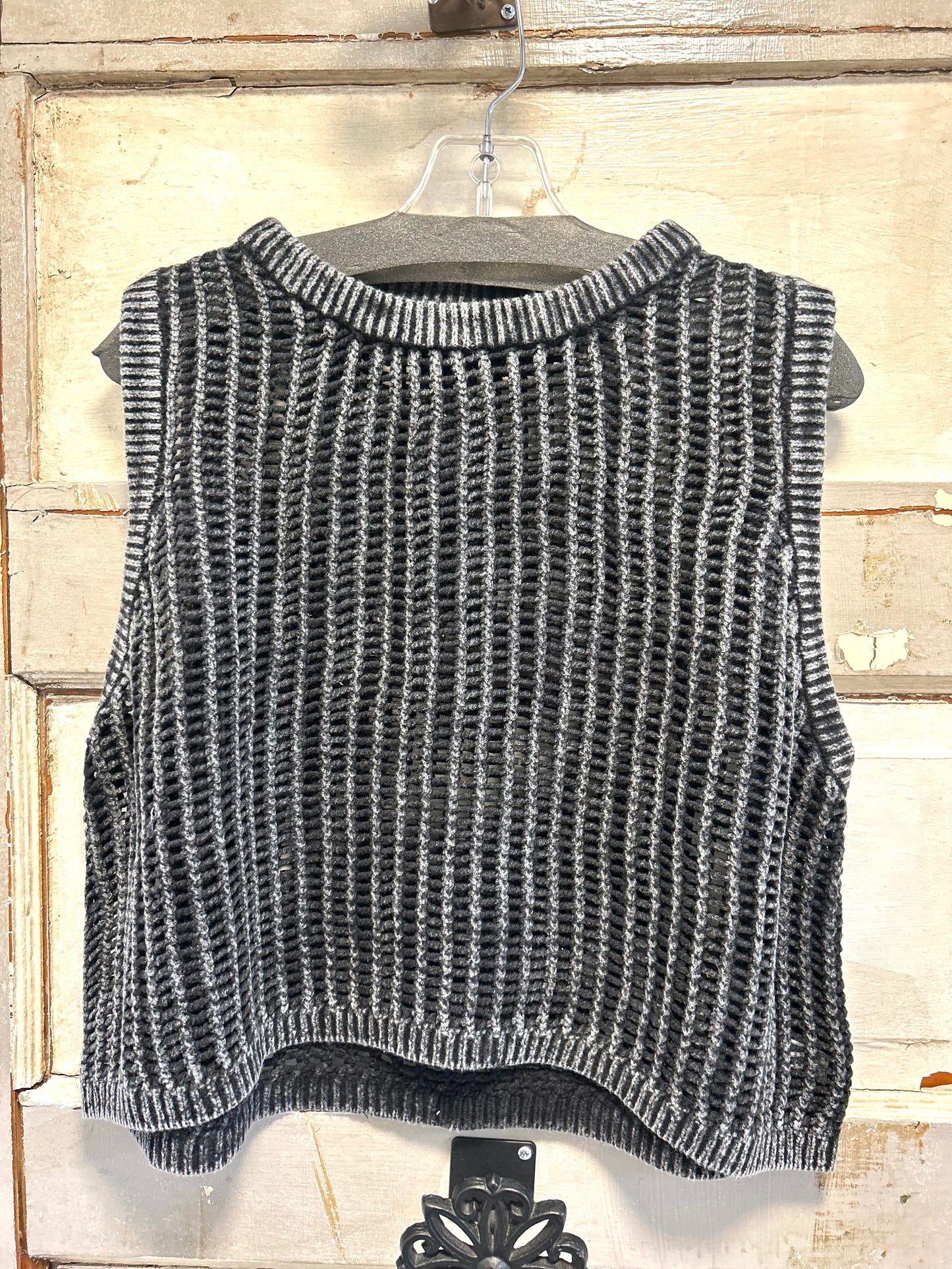 Acid Washed Fishnet Sweater Vest