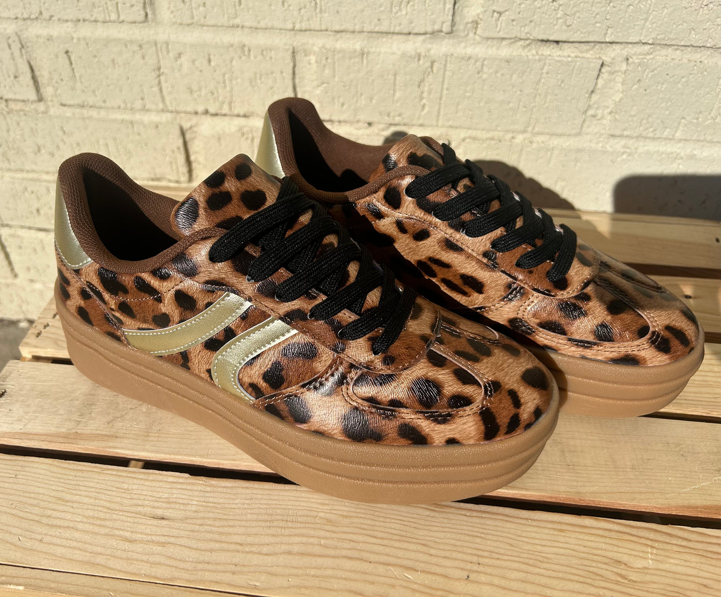 Leopard/Gold Sneakers