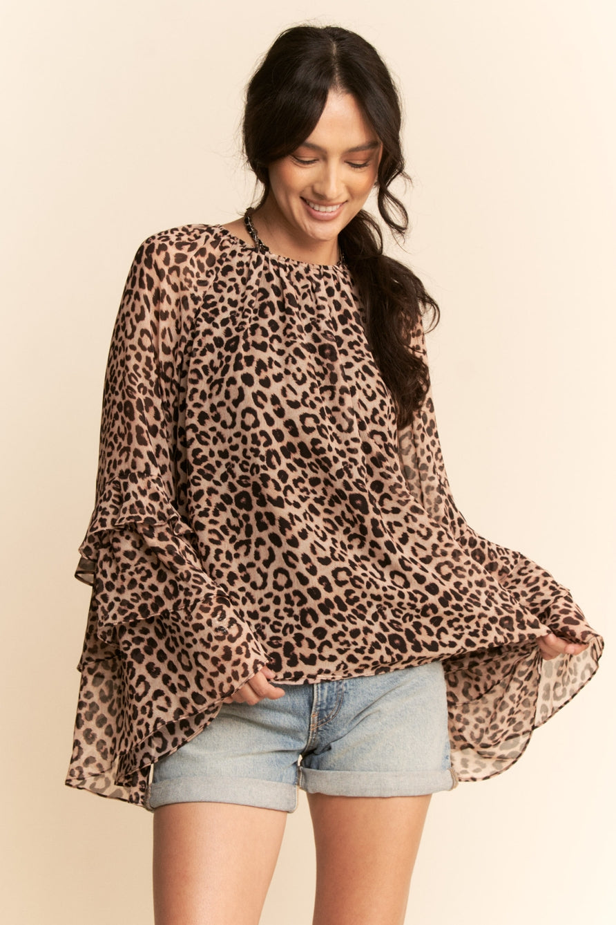 Leopard Ruffle Blouse