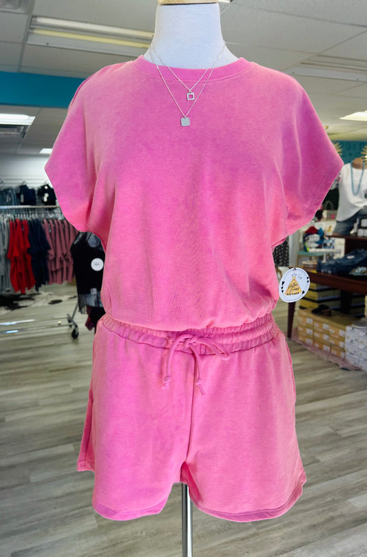 Mineral Wash Short Sleeve Romper