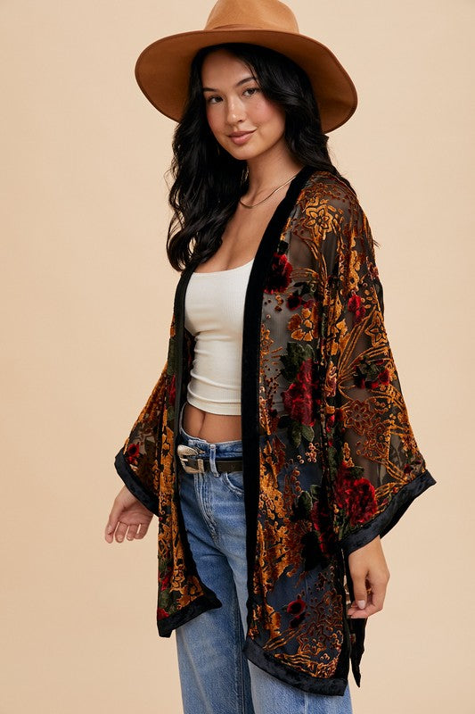 Burnout Velvet Kimono